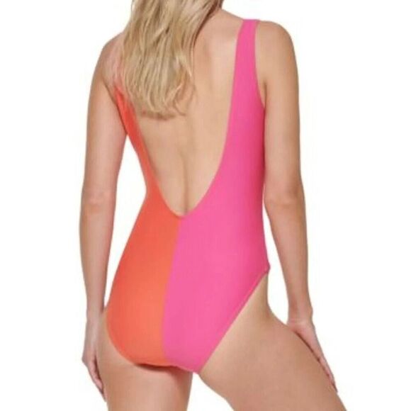 Tommy Hilfiger Women's Sz 8 Pink Dahia Split One-Piece Tankini Swimsuit - Picture 14 of 14